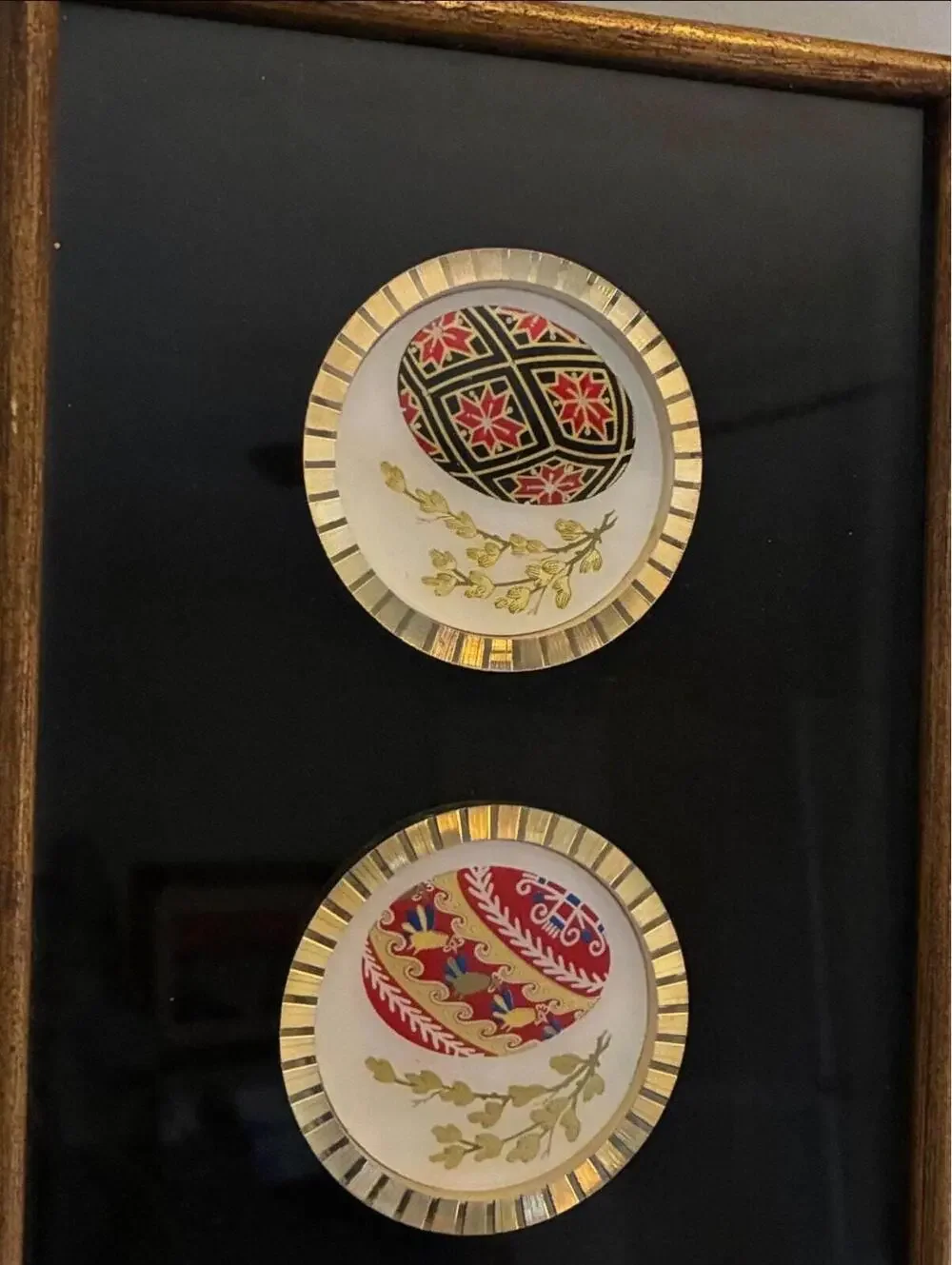 Framed Faberge Style Egg Plates – Vintage Muirfield Porcelain Wall Decor